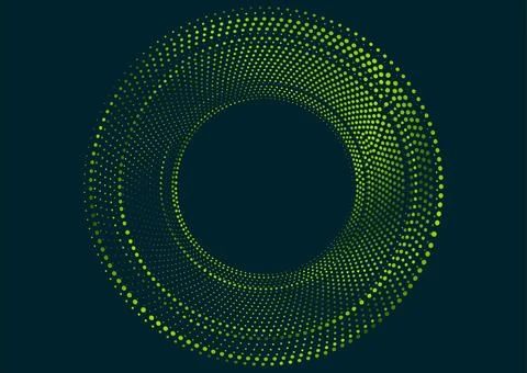 Bright green round dotted lines abstract geometric background Stock Illustration