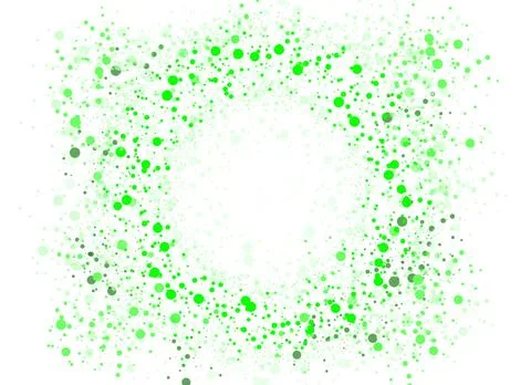 Bright green scattered dots creating a circular border design, fresh nature Stock Illustration