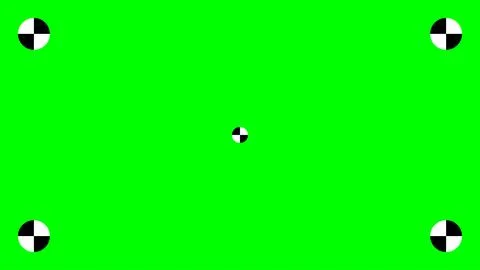 Bright green screen background with five black and white tracking markers, .. Stock Illustration
