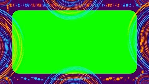 Bright green screen with colorful circular patterns for creative projects a.. Stock Footage 333553398