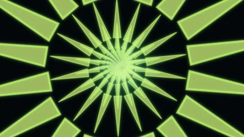 Bright green spiral pattern with sharp points and dark background Stock Footage 337073509