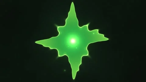 Bright green star shape with glowing center on dark Stock Footage 338443236