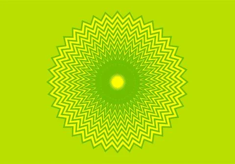 Bright  green Sunburst Abstract Pattern With Zigzag Radial Design And Sunny.. イラスト素材