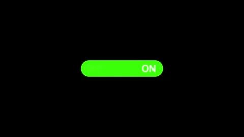Bright Green Toggle Switch in ON Position with White Text power. Digital in.. Stock Footage 321584024
