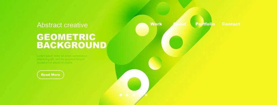 Bright green yellow gradient background. Geometric shapes, text elements, 库存插图