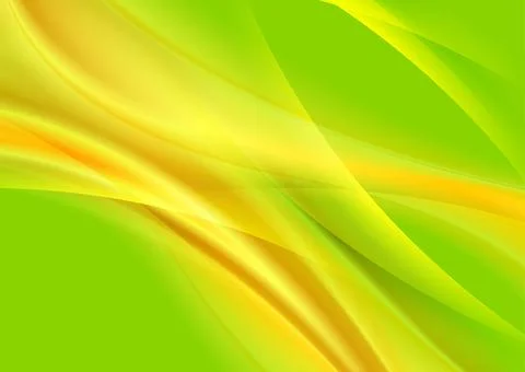 Bright green yellow smooth waves abstract elegant background Stock Illustration