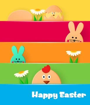 Bright greeting card with Happy Easter. Stock Illustration