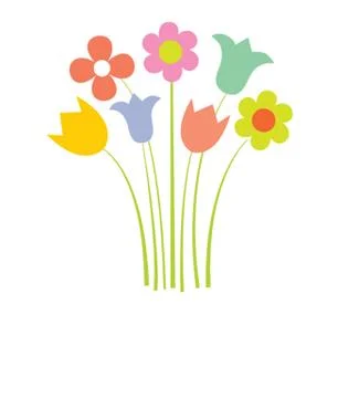 Bright greetings card with flowers and buttons Stock Illustration