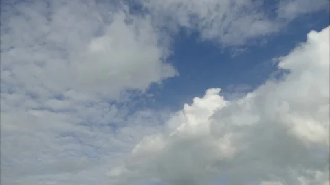 Bright grey clouds, blue sky, sunny day - 4k Time Lapse - sky background Stock Footage