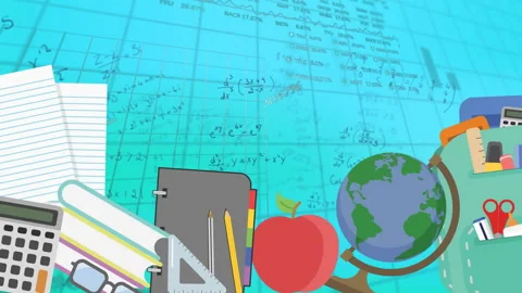 Bright grid starting parallax shifting while school icons remaining anchored for 動画素材 315559330