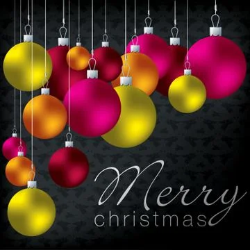 Bright group of baubles card in vector format. Stock Illustration