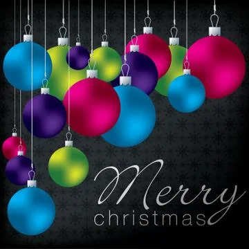 Bright group of baubles card in vector format. Stock Illustration