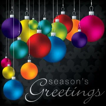 Bright group of baubles card in vector format. Stock Illustration