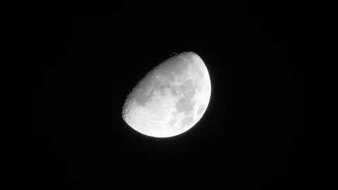 Bright Half Moon in Nighttime Dark Sky. Stock Footage 109585076