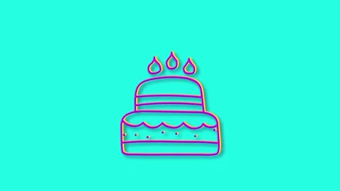 Bright hand-drawn big cake. Outline icon. Stock Footage 163325824
