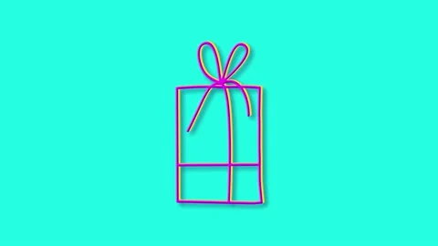 Bright hand-drawn gift box symbol. Stock Footage 162951908