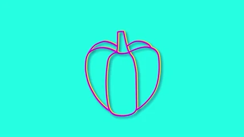 Bright hand-drawn pumpkin vegetable. Outline icon. Stock Footage 163325767