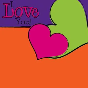 Bright hand drawn Valentine's Day card in vector format. Stock Illustration