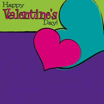 Bright hand drawn Valentine's Day card in vector format. Stock Illustration