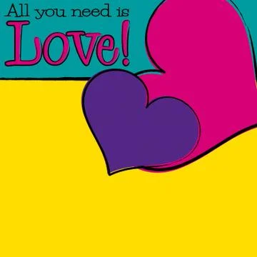 Bright hand drawn Valentine's Day card in vector format. Stock Illustration