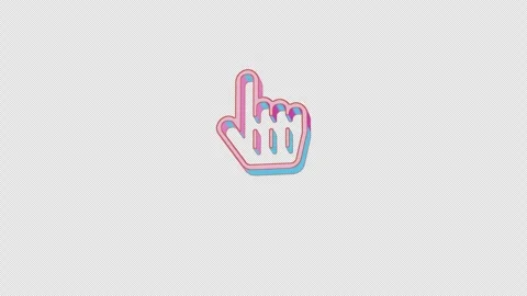 Bright hand pointer icon is jumping merrily. Retro style. Alpha channel black. Stock Footage 253150125