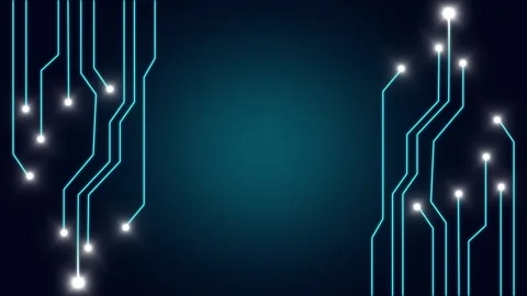 Bright hardware lines illuminate a dark teal microchip texture mesh. Glowin.. Stock Footage 340528336