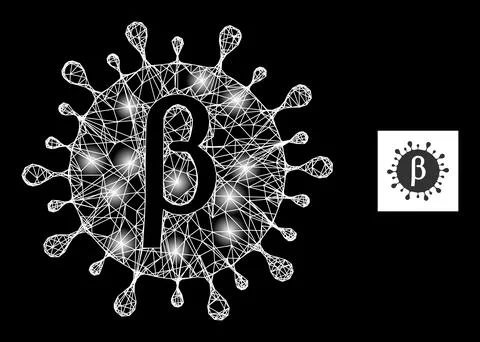 Bright Hatched Beta Covid Virus Mesh Icon with Constellation Nodes Stock Illustration