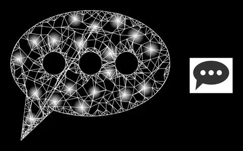 Bright Hatched Forum Message Mesh Icon with Constellation Nodes Illustrazione stock