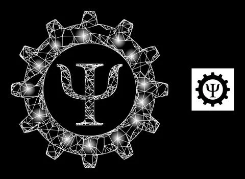 Bright Hatched Mental Techniques Mesh Icon with Constellation Nodes Stock Illustration