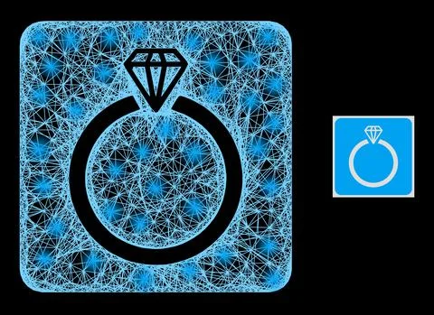 Bright Hatched Mesh Diamond Ring with Light Spots イラスト素材