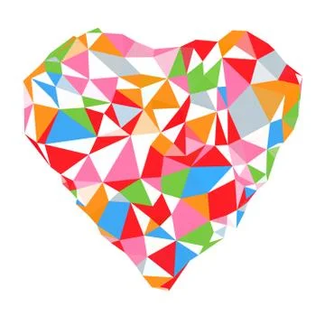 Bright heart in colored on white background geometric Stock Illustration