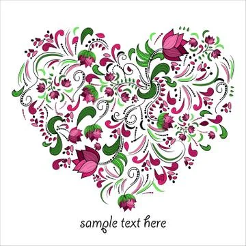 Bright heart made of flowers in vector Stock Illustration
