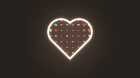 Bright heart outline with colorful patterns on dark Stock Footage 339578310