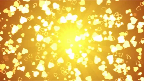 Bright Heart Shapes Motion Background Animation - Loop Golden Stock Footage 76321329
