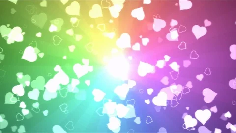 Bright Heart Shapes Motion Background Animation - Loop Rainbow Stock Footage 76322581