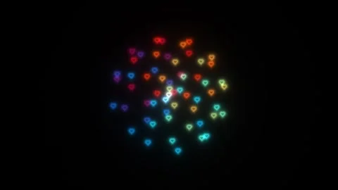 Bright heart shapes spread out in various colors over a Stock Footage 338279575