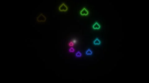 Bright heart shapes in various colors rotate in a spiral Stock Footage 337956836