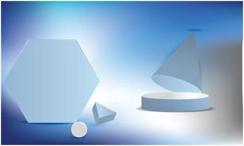Bright hexagon and triangle cone on abstract blue backgrounds Stock Illustration