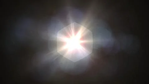 Bright hexagonal light bursts against deep black Stock Illustration