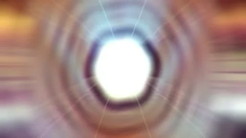 Bright Hexagonal Light Tunnel Fast Motion Zoom Stock Footage 333919285