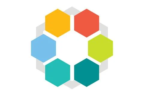 Bright hexagons form a circular pattern. 스톡 일러스트