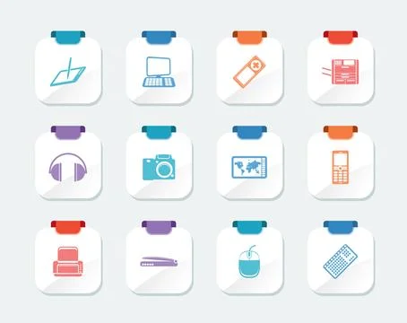 Bright Hi-tech technical equipment icons イラスト素材