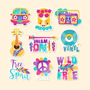 Bright Hippy-Themed Vector Illustration vector Stockillustratie