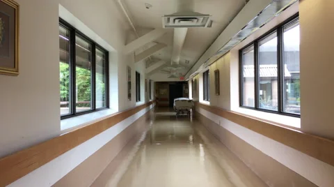 Bright hospital corridor view with no people Stock Footage 64756865