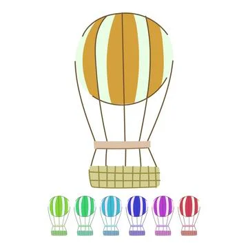 Bright hot air balloon vector cartoon graphic Ilustração Stock