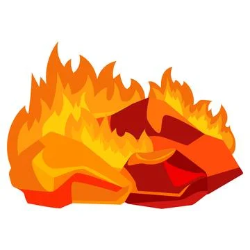 Bright hot fire from coal burning stones, glowing and flaming charcoal embers Illustrazione stock