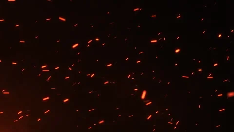 Bright hot fire sparks moving fast with the wind surrounded by smoke and blaze. Stock Footage 307870851