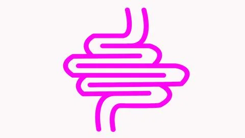 Bright Human Intestine motion with white background. Animation of the neon .. 스톡 일러스트