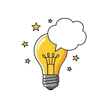 (Bright Idea Bubble. Illuminating concept emerging from a glowing lightbulb.. Stock-Illustration