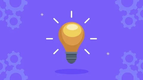 A bright idea concept animated video with a lightbulb turning on and off to.. Stock Footage 333804517